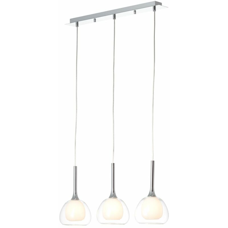 BRILLIANT Lampe Hadan Kabel kürzbar 40W, enthalten) Tropfenlampen / für (nicht In D45, chrom/weiß-transparent der Pendelleuchte 3x Höhe geeignet E14, 3flg einstellbar