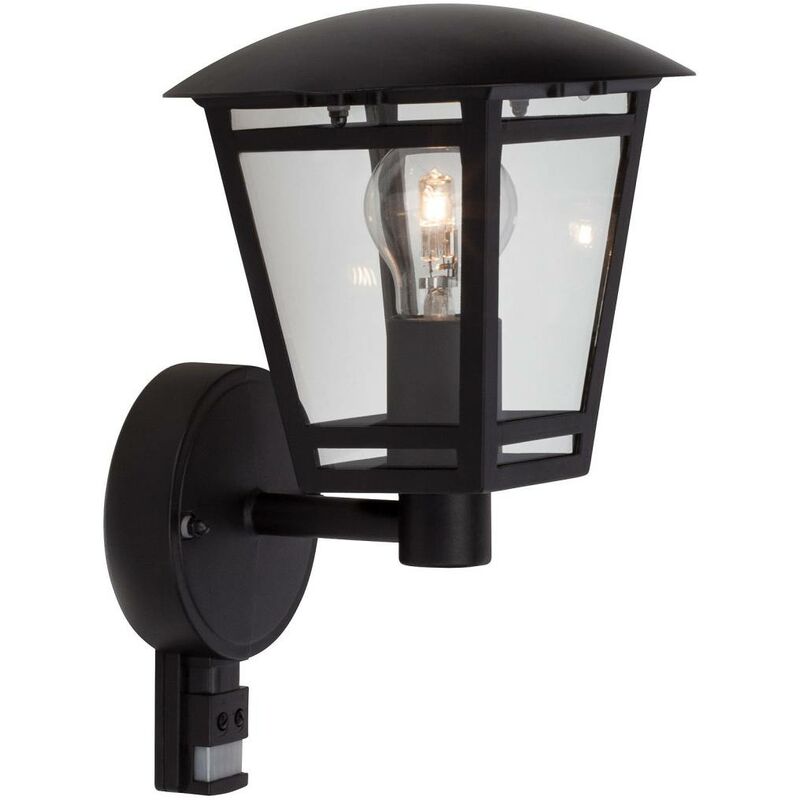 Lampe IP-Schutzart: für Riley (nicht stehend - Normallampen 40W, BRILLIANT Außenwandleuchte schwarz enthalten) 44 A60, E27, 1x Bewegungsmelder spritzwassergeschützt geeignet