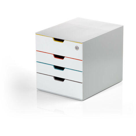 Durable Schubladenbox abschließbar (Varicolor 4 Mix Safe) 4 Fächer, mit Etiketten zur Beschriftung, mehrfarbig, 762627 (1/5)