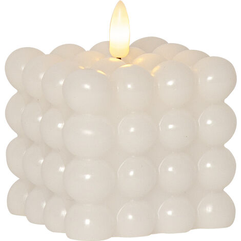 LED Bubble Kerze -Dot', Echtwachs, weiß