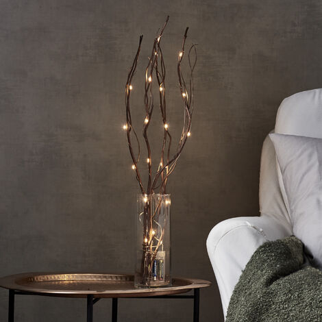 Star Trading Zweig mit LED Lichterkette Willow Dewdrop von Star Trading, Dekozweig Weihnachten in Braun und Kupfer, warmweiß, batteriebetrieben, Höhe: 60 cm