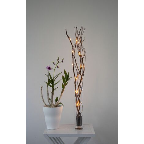 Star Trading Zweig mit LED Lichterkette Willow Dewdrop von Star Trading, Dekozweig Weihnachten in Braun und Kupfer, warmweiß, batteriebetrieben, Höhe: 60 cm