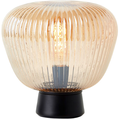 Brilliant Lampe Kaizen Tischleuchte 24,5cm amber-bernstein/schwarz matt  Metall/Kunststoff braun 1x A60, E27, | Pendelleuchten