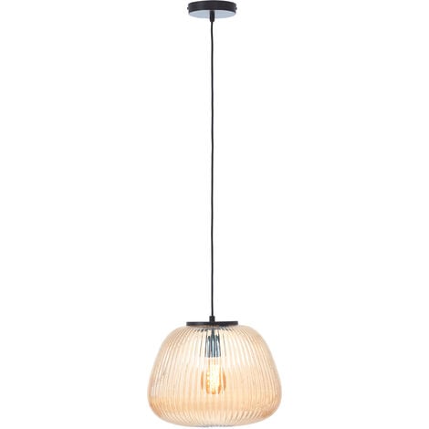 Brilliant Lampe Kaizen Pendelleuchte 35cm amber-bernstein/schwarz matt  Kunststoff braun 1x A60, E27, 40 W
