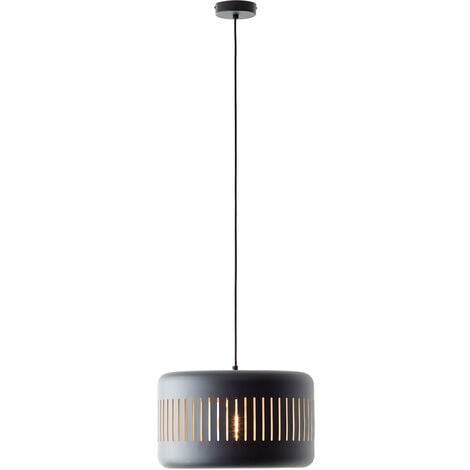 Brilliant Lampe Tyas Pendelleuchte 60 1flg W schwarz Kunststoff 1x E27, schwarz/gold A60