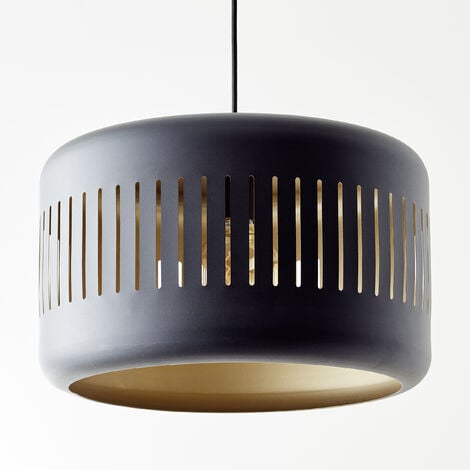 Brilliant Lampe Tyas Pendelleuchte 1flg schwarz/gold Kunststoff schwarz 1x  A60, E27, 60 W
