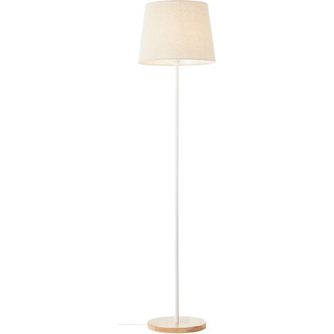 braun weiß/natur E27, Standleuchte A60, Brilliant Lampe Lunde 1x Metall/Bambus W 40