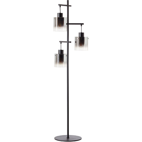 3x A60, E27, Lampe 52 schwarz/rauchglas Simonis Standleuchte 3flg schwarz Brilliant W Aluminium/Metall
