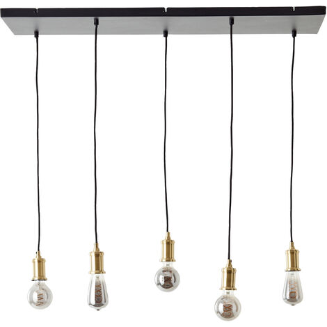 Brilliant Lampe Darcia Pendelleuchte Metall/Holz 60 schwarz E27, 5flg W schwarz 5x A60