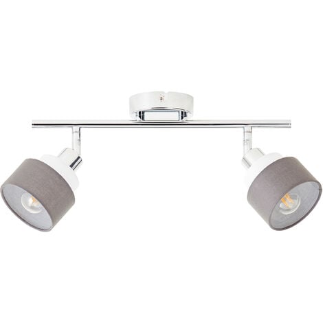 Brilliant Lampe Naples 2flg E14, W chrom/grau/weiß D45, Spotrohr Metall 28 grau 2x