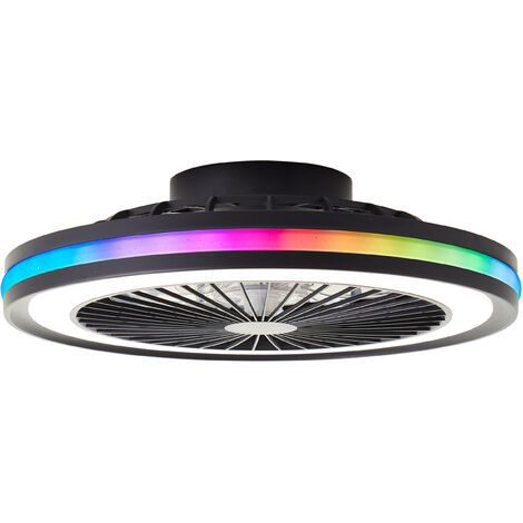 Brilliant Lampe Palmero LED Deckenleuchte Ventilator Metall schwarz 40 LED 46,5cm W integriert mit schwarz