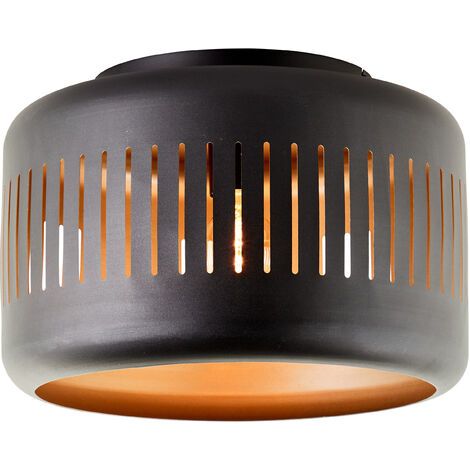 Brilliant Lampe Tyas Deckenleuchte A60, W 38cm schwarz/gold 60 1x Metall/Bambus E27, schwarz