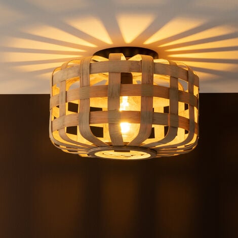 Brilliant Lampe Woodline Deckenleuchte 60 braun A60, Metall/Textil W Bambus E27, 36cm 1x