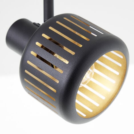 E14, schwarz W schwarz 28 Lampe Brilliant gold 2flg D45, Aluminium/Kunststoff Spotrohr 2x Tyas