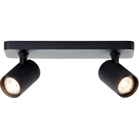 Brilliant Lampe Marty LED 2x 10 GU10, Metall W, LED-Leuchtmittel schwarz schwarz sand 2flg Balkenstrahler