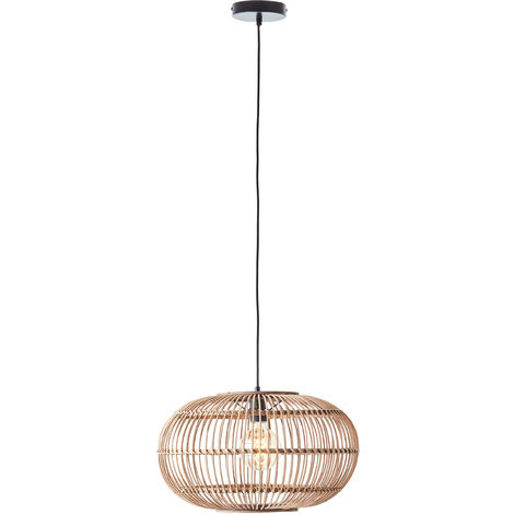 Brilliant Lampe Woodball Pendelleuchte 1flg schwarz matt/bambus Bambus/ Metall braun 1x A60, E27, 60 W
