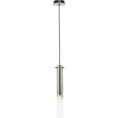 Brilliant Lampe Glasini 1x 25 Pendelleuchte Aluminium/Kunststoff C35, 1flg W schwarz E14, matt/rauchglas schwarz