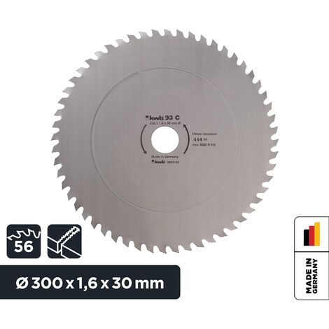 kwb Kreissägeblatt 300 x 30 mm, Made in Germany, grober schneller Schnitt, Sägeblatt geeignet für Brennholz und Schalungen