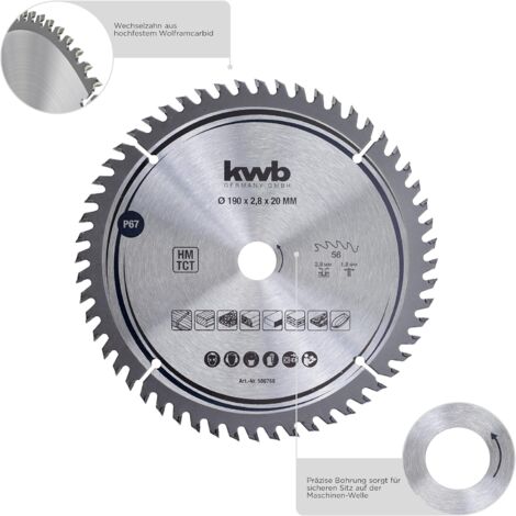 kwb Kreissägeblatt 170 x 30 mm, sehr feiner Schnitt, Sägeblatt geeignet für Arbeitsplatten, Holz und beschichtete Platten