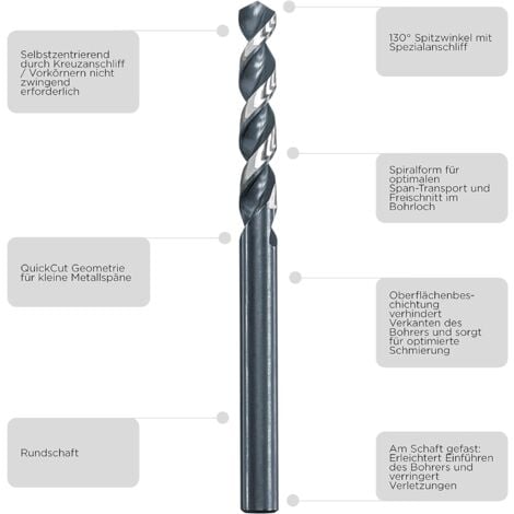 kwb Universeller 19-teiliger Akku-Top Metallbohrer-Satz HI-NOX, HSS - Bohrer-Set, Ø 1 mm - 10 mm in 0,5 mm schritten