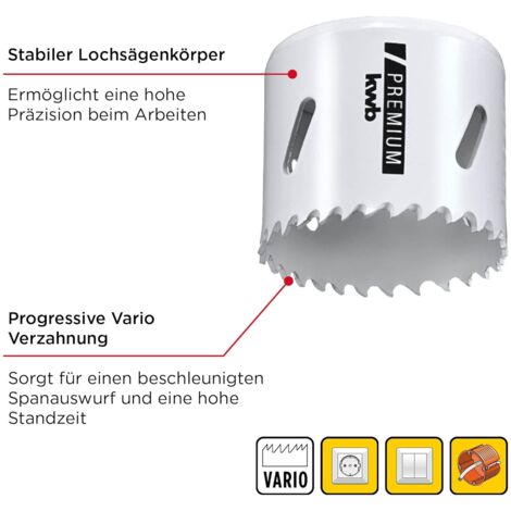 Kwb 67 Mm Hole Sega HSS-BI Metal 598067 (Denti Dentatura Vario, 8% Cobalto, Alta Concentricità