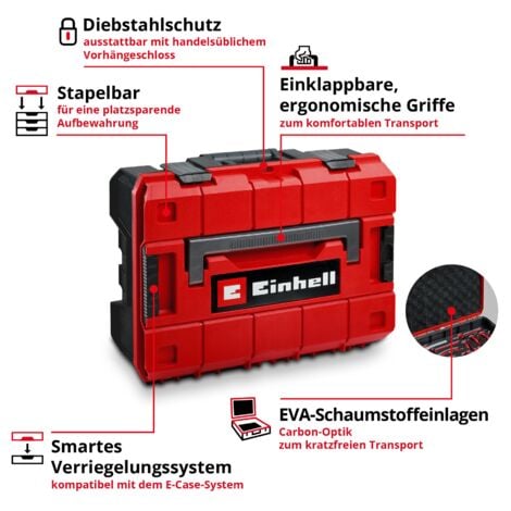 Original Einhell E-CASE 80-tlg. Werkzeugkoffer (Werkzeug-Set im robusten, stapelbaren Kunststoffkoffer als ideale Grundausstattung für den Haushalt, die Werkstatt oder unterwegs)