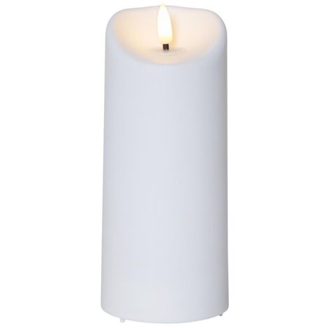 Große LED Outdoor-Kerze ,Flamme', Batterie und Timer, flackernd, warmweiß, 18cm