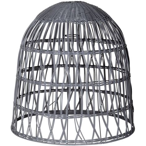 Geflochtener Lampenschirm ,Knute, aus Kunst-Rattan, groß, grau, E27, outdoor (1/4)