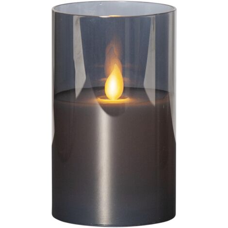 LED Windlicht ,M-Twinkle' mit Flackereffekt, Batterie, Timer, grau, H 12,5cm (1/5)