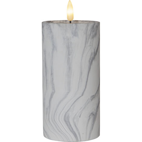 Beton-Kerze ,Flamme Marble' in Marmor-Optik, Batterie + Timer, warmweiß, H 17,5cm (1/5)