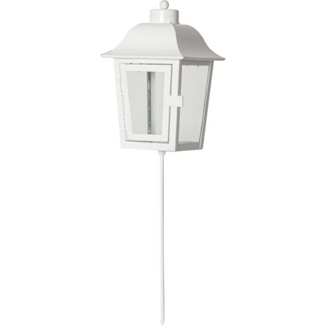 Grablaterne ,Serene', Metall und Glas, weiß, ohne Kerze, H 45cm