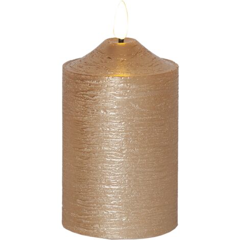 LED Echtwachskerze -Flamme', Batterie, Timer, Gold, 15cm (1/5)