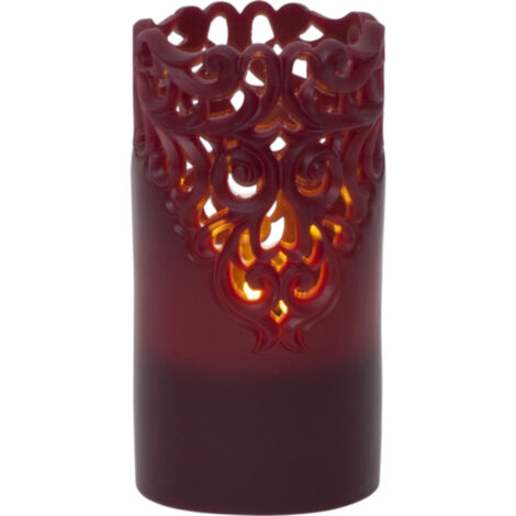 LED Echtwachskerze -Clary', Batterie und Timer, dunkelrot, 15cm (1/5)