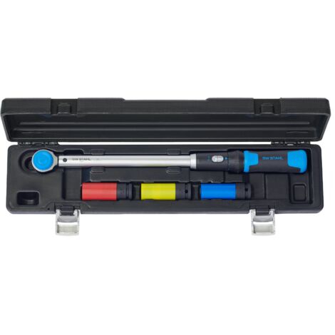 SW-Stahl 03879L Werkstatt Drehmomentschlüssel 1/2 Zoll 40-200 Nm mit Radmutterneinsätzen 17-19-21 mm, 4-teilig I Rechts-und Linksanzug I Pilzkopf I für Reifenwechsel (1/4)