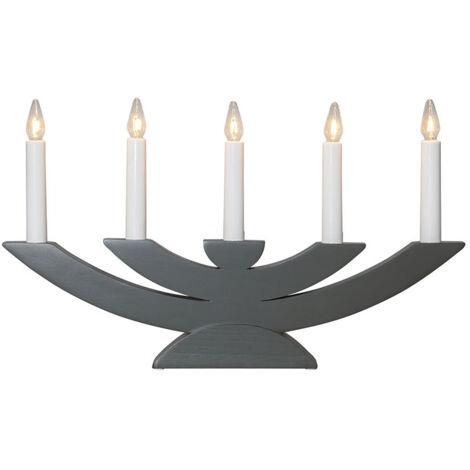 Lichterbogen -Navida aus Kiefernholz, 7-Flammig, E10 Leuchtmittel, grau, H 30cm, B 60cm (1/4)