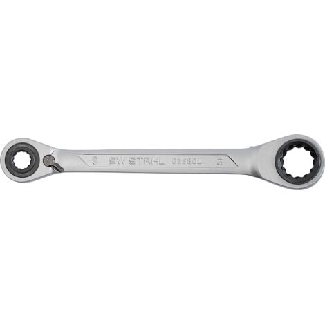 SW-Stahl 03580L Ringratschenschlüssel 4 in 1 SW 10, 13, 17, 19 mm mit Umschaltfunktion und schlankem Ratschenkopf I Ringratsche I 72 Zähnen I gerade Form I Ratschenschlüssel I Ratschenringschlüssel (1/2)