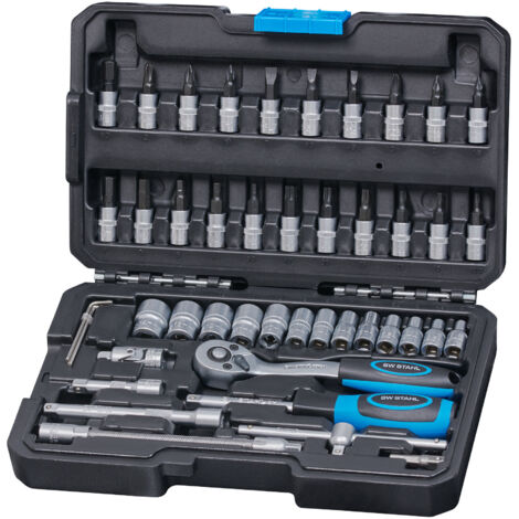 SW-Stahl 07748L Steckschlüsselsatz 1/4" Zoll Sechskant I Werkzeugkoffer 48-teilig I Knarrenkasten klein I Ratschenkasten für Auto I Nusskasten mit Ratsche I Steckschlüssel und Bitsatz (1/4)