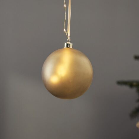 Batteriebetriebene Weihnachtsleuchte ,Bliss' mit Baumkugel, 18 Tautropfen-LEDs, Timer, gold, Ø 15cm
