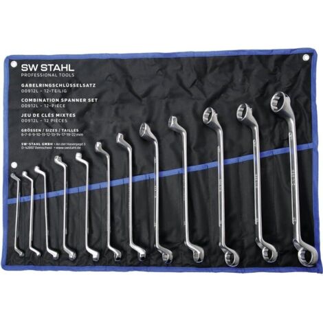 SW-Stahl 01512L Doppelringschlüssel-Satz 6-32 mm, 12-teilig tief gekröpft I Ringschraubenschlüssel I Doppel-Schraubenschlüssel Set I Ringschlüssel-Set gekröpft (1/2)