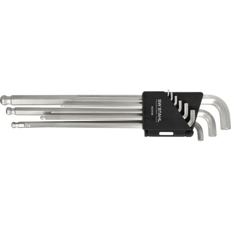 SW-Stahl 04210SB Winkelschlüsselsatz, Innensechskant, Kugelkopf, 1,5-10 mm, schmal, 9-teilig