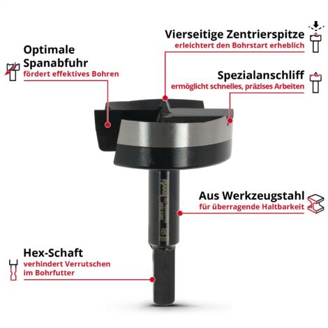 kwb POWER-BOX Holzbohrer- und Forstnerbohrer-Satz - Bohrer-Set, 8-teilig, 5 - 6 mm, 15 - 40 mm kwb POWER-BOX Holzbohrer- und Forstnerbohrer-Satz - Bohrer-Set, 8-teilig, 5 - 6 mm, 15 - 40 mm