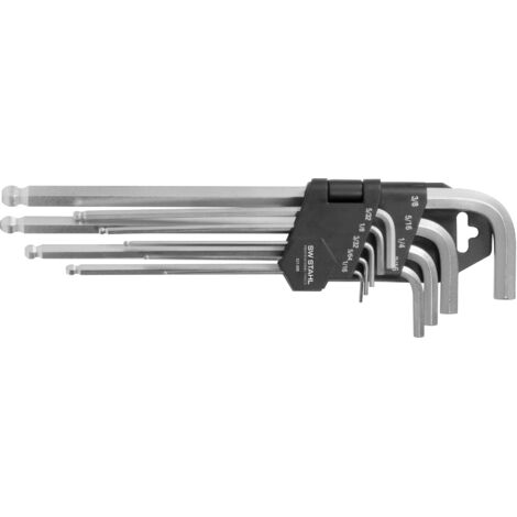 SW-Stahl S21-205 Winkelschlüsselsatz 9 tlg 1/16" - 3/8" im Halter