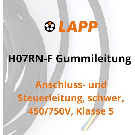 10 Meter Lapp 1600199 H07RN-F Gummileitung 2x1,5 mm² ohne Schutzleiter I Stromkabel für Außenbereich I UV-resistentes Kabel I ölbeständig I flammwidrig I flexible Elektroleitung schwarz