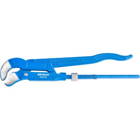 SW-Stahl 42210L Rohrzange 1 Zoll 335 mm I Rohrzange S Maul I Abrutschschutz Klempner Zange geschmiedet und lackiert I Rohrinstallation I blaue Rohrzange groß I Rohrzange für Armaturen