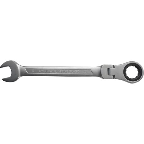 SW-Stahl 03530L-30 Gabelringratschenschlüssel 30 mm I Ringschlüssel mit Gelenk I 72 Zähne I Maulschlüssel mit Ringratsche I Ringratschenmaulschlüssel SW 30 (1/2)