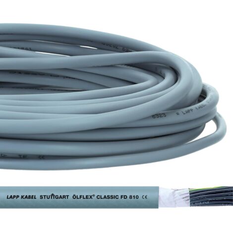 10 Meter Lapp 0026184 ÖLFLEX CLASSIC FD 810 Steuerleitung 5x6 mm² grau mit grün-gelbem Schutzleiter I hochflexible Schleppkettenleitung PVC-Kabel für Schleppkette 5G6 mm2 I Steuerkabel 5 adrig
