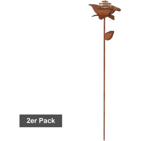 LED Solar-Dekoleuchten Oxida Blumen Dämmerungssensor 2er Set rost 51cm (1/4)
