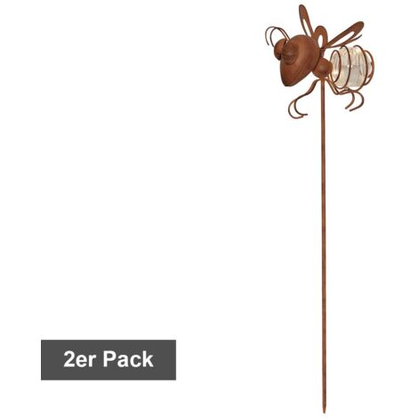 LED Solar-Dekoleuchten ,Oxida', Bienen, Dämmerungssensor, 2er Set, rost, 51cm (1/4)
