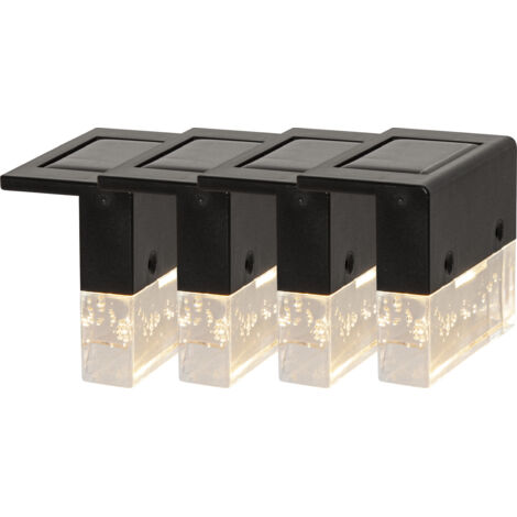 Solar Zaunbeleuchtung Bubbly Fence LED 4er-Set schwarz-transparent