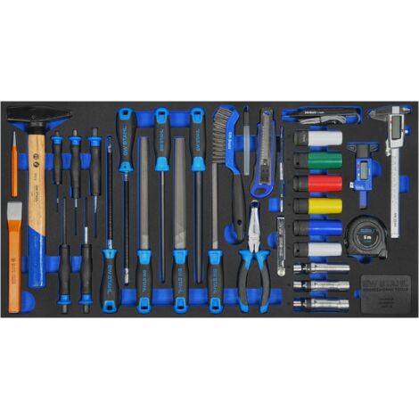 SW-Stahl Z3011-10 Werkstattwagensortiment, allgemeine Handwerkzeuge, 34-teilig I Werkzeugwagen Einlagen I Profi Werkstatteinrichtung I Werkzeugeinlage bestückt Kfz I Einsätze für Werkstattwagen